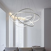 cheap Circle Design-3-Light 80/60/40/20 cm LED Pendant Light Metal Acrylic Ring Circle Design Dimmable Painted Finishes Modern 90W/113W 3-Rings 4-Rings ONLY DIMMABLE WITH REMOTE CONTROL