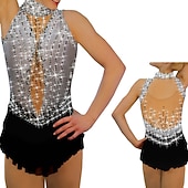 Figure Skating Dress Women's Girls' Ice Skating Dress Outfits Grey Spandex High Elasticity Training Competition Skating Wear Handmade Crystal / Rhinestone Sleeveless Ice Skating Winter Sports Figure cheap Figure Skating Dresses-Figure Skating Dress Women's Girls' Ice Skating Dress Outfits Grey Spandex High Elasticity Training Competition Skating Wear Handmade Crystal / Rhinestone Sleeveless Ice Skating Winter Sports Figure