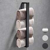 cheap Towel Bars-Towel Rail, Strong Self Adhesive Black Towel Holder Stainless Steel Wall Mounted