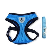 お買い得  犬用首輪＆ハーネス＆リード-犬用　ペット用　ハーネス　ベスト　調整可能　高通気性　反射ストラップ付き　安全　快適　小型犬用　ドッグトレーニング用  無地　選べる7色