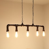 رخيصةأون تصميم الخط-5-light 90 سنتيمتر الصناعية قلادة ضوء خمر أنابيب الحديد المطاوع باللون الأسود الانتهاء Steampunk الثريا بار بيسترو مطعم الإضاءة