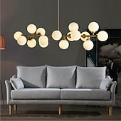 cheap Globe Design-16 Bulbs 90cm(35.4&quot;) LED Gold Pendant Light Metal Glass Sputnik Electroplated 3.9&quot; Lampshades Molecular Nordic Chandelier for Home Bedroom Kitchen
