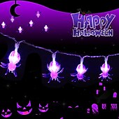 お買い得  屋内ハロウィーン-ハロウィンライトスパイダーストリングライト10 ledパープルスパイダー1.5m 4.9ft ledおもちゃハロウィンゴーストフェスティバルホラー装飾用品パーティーコスチューム用