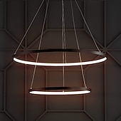 economico Modello a cerchio-Lampada a sospensione a led a 2 luci da 60 cm design cerchio in alluminio finiture verniciate dimmerabile moderna sala da pranzo camera da letto con paralume in acrilico luci regolabili 50w solo dimmerabile con telecomando