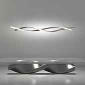 voordelige Eilandlichten-2-lichts 80/100cm led hanglamp aluminium lijn design curl wave design verstelbare kroonluchter nordic style eetkamer woonkamer verlichting 36w 110-240v alleen dimbaar met afstandsbediening