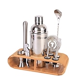 رخيصةأون كاسات الشراب-bartender kit cocktail shaker mixer stainless steel 350ml bar tool set with elegant bamboo stand perfect home bartending kit and martini cocktail shaker set