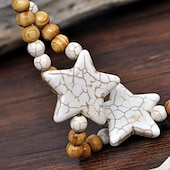 abordables Bijoux mode-1 pc Collier Pendentif Collier de Perle For Femme Plein Air Cadeau Fête d&#039;anniversaire En bois Pierre Fait main Amis Etoile / Collier Sautoir / Collier de perles