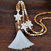 abordables Bijoux mode-1 pc Collier Pendentif Collier de Perle For Femme Plein Air Cadeau Fête d&#039;anniversaire En bois Pierre Fait main Amis Etoile / Collier Sautoir / Collier de perles