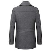 Недорогие Мужской Тренч-Муж. Зимнее пальто Шерстяное пальто Пальто Короткое пальто Бизнес Повседневные Наступила зима Смесь шерсти Верхняя одежда Одежда Классический Однотонный Лацкан с тупым углом Молния
