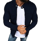 voordelige Casual Jassen-Voor heren Overgangsjack Vrijetijdsjas shacket Cardigan Alledaagse kleding Herfst Marine Rode Wijn Zwart Lichtgrijs Gewatteerd jack