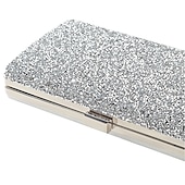 billige Aftenvesker-kvinners sølvglitterclutch, elegant kveldsveske med metallramme - ideell for bryllup, fester og formelle arrangementer