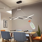 voordelige Eilandlichten-2-lichts 80/100cm led hanglamp aluminium lijn design curl wave design verstelbare kroonluchter nordic style eetkamer woonkamer verlichting 36w 110-240v alleen dimbaar met afstandsbediening