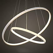 economico Modello a cerchio-Lampada a sospensione a led a 2 luci da 60 cm design cerchio in alluminio finiture verniciate dimmerabile moderna sala da pranzo camera da letto con paralume in acrilico luci regolabili 50w solo dimmerabile con telecomando