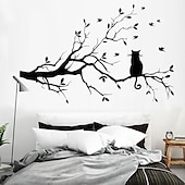 cheap Decorative Wall Stickers-Animals Wall Stickers The Cat on The Branch Wall Stickers Decorative Wall Stickers PVC Home Decoration Wall Decal Wall / Window Decoration 1pc 58X38cm Wall Stickers for bedroom living room