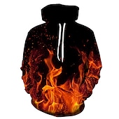 baratos Moletons masculinos com capuz-Homens Gráfico Labareda Moletom Moletons Moletom Manga Longa Moletom com capuz Com Capuz Festa Impressão 3D Bandagem Final de semana Azul Fúcsia Designer