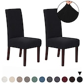 ieftine Husa scaun de sufragerie-husă pentru scaune de sufragerie husă elastică pentru scaun, moale, uni, roșu visiniu, culoare solidă, rezistentă, lavabilă, protectie de mobilier pentru petrecere în sufragerie