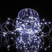 ieftine Acumulatoare-nuntă elegantă petrecere de recepție 10 m șir lumini 100 led fire rezistente la apă zâne șir lumini 4 buc 2 buc 1 buc pentru Crăciun nuntă acasă vacanță cameră de petrecere decor în aer liber alb