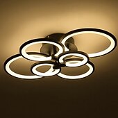 billige Taklamper med dimming-6-lys led dimbar taklampe innfelt lys sirkel design moderne stil enkelhet akryl 90w stue spisestue soverom lys armatur kun dimmes med fjernkontroll
