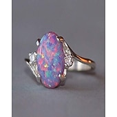 economico Anelli-anelli da donna in argento sterling taglio ovale opale di fuoco gioielli squisiti regali di proposta di compleanno anelli per feste di fidanzamento sposa vestito per stupire 2025