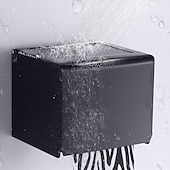 cheap Toilet Paper Holders-Black Toilet Paper Holder Space Aluminum Waterproof Tissue Box Punched Shelf Wall Mount Tissue Holder New Design