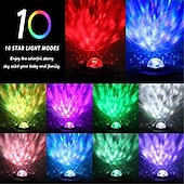 abordables Proyector de la lámpara  y proyector láser-Proyector de galaxia led, luz nocturna, ola oceánica, proyección de estrellas con altavoz de música bluetooth, control remoto, 10 colores, 21 modos de iluminación, niveles de brillo ajustables para