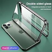 お買い得  iPhone用ケース-電話 ケース 用途 iPhone 16 iPhone 15 プロマックスプラス iPhone 14 13 12 11 Pro Max Mini X XR XS Max 8 7 Plus 磁気吸着ケース 全身保護 両面 耐衝撃 強化ガラス メタル
