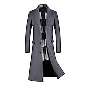 cheap Men&#039;s Trench Coat-Men&#039;s Winter Coat Wool Coat Overcoat Outdoor Work Fall &amp; Winter Wool Outerwear Clothing Apparel Basic Solid Colored Shirt Collar Single Breasted