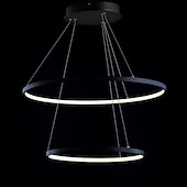 economico Modello a cerchio-Lampada a sospensione a led a 2 luci da 60 cm design cerchio in alluminio finiture verniciate dimmerabile moderna sala da pranzo camera da letto con paralume in acrilico luci regolabili 50w solo dimmerabile con telecomando