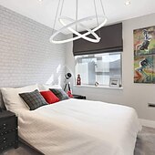 economico Modello a cerchio-Lampada a sospensione a led a 2 luci da 60 cm design cerchio in alluminio finiture verniciate dimmerabile moderna sala da pranzo camera da letto con paralume in acrilico luci regolabili 50w solo dimmerabile con telecomando