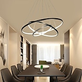 cheap Circle Design-3-Light 80/60/40/20 cm LED Pendant Light Metal Acrylic Ring Circle Design Dimmable Painted Finishes Modern 90W/113W 3-Rings 4-Rings ONLY DIMMABLE WITH REMOTE CONTROL