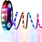 billige vanntette stripelys-rgbic stripe lys 5m 10m led lys stripe 150-300 lysdioder 16 millioner drømme farge skiftende hjem utendørs dekorasjon vanntett jul