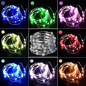 olcso USB-tápellátás-33 láb rgb tündérfüzér lámpák, 100 led vízálló villogó lámpák 32 gombos távirányítóval karácsonyi ünnepi dekorációhoz
