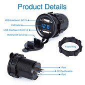 voordelige Auto-oplader-Dubbele USB Auto Lader Stopcontact Adapter - Waterdicht 5V 4.2A Snellader voor Mobiele Telefoons met Voltmeter  10A Veilige voor 12-24V Auto Boot Motorfiets