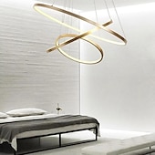 cheap Circle Design-3-Light 80/60/40/20 cm LED Pendant Light Metal Acrylic Ring Circle Design Dimmable Painted Finishes Modern 90W/113W 3-Rings 4-Rings ONLY DIMMABLE WITH REMOTE CONTROL
