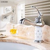 cheap Classical-Single Handle Bathroom Faucet, Chrome/Gloden One Hole Centerset, Brass/Zinc Alloy Bathroom Sink Faucet with Supply Lines