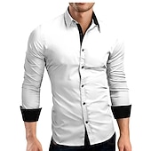 Homens camisa de verão Saia camisa de colarinho camisa de botão Tecido Casamento Trabalho Preto e Branco Safira Azul marinho Preto vermelho Manga Longa Colarinho Roupa baratos camisa de botão masculina-Homens camisa de verão Saia camisa de colarinho camisa de botão Tecido Casamento Trabalho Preto e Branco Safira Azul marinho Preto vermelho Manga Longa Colarinho Roupa