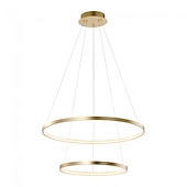 economico Modello a cerchio-Lampada a sospensione a led a 2 luci da 60 cm design cerchio in alluminio finiture verniciate dimmerabile moderna sala da pranzo camera da letto con paralume in acrilico luci regolabili 50w solo dimmerabile con telecomando