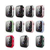 お買い得  スマートウォッチ用ケース-スクリーンプロテクター付き時計ケース と互換性があります Apple Watch Series 8 7 41mm 45mm / Series 6 5 4 SE 40mm 44mm / Series 3 2 1 38mm 42mm 傷つきにくい バンパーフルカバー 強化ガラス / PC 腕時計 カバー