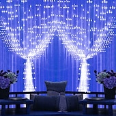 cheap USB String Lights-LED Curtain String Lights Flash Fairy Garland 3x1 3x2 3x3M 300 LEDS USB Remote Control for New Year Christmas Outdoor Wedding Home Window Docoration
