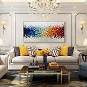 cheap Floral/Botanical Paintings-Oil Painting Hand Painted Horizontal Panoramic Abstract Still Life Modern Rolled Canvas (No Frame)