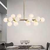 cheap Globe Design-16 Bulbs 90cm(35.4&quot;) LED Gold Pendant Light Metal Glass Sputnik Electroplated 3.9&quot; Lampshades Molecular Nordic Chandelier for Home Bedroom Kitchen
