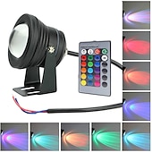 billige Undervannslamper-damlys undervannsfontenelys led nedsenkbar spotlight rgb 16farger vanntett med fjernkontroll 10w dc12v utendørs hage landskapslys 1stk 2stk