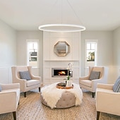 זול עיצוב טבעת ועגול-תאורת תליון לד 40/60/80 ס"מ 1-אור טבעת עיגול עיצוב ניתן לעמעום בגימורים צבועים אלומיניום יוקרתי בסגנון מודרני חדר שינה מנורות תליון חדר שינה 110-240v ניתן לעמעום רק עם שלט רחוק