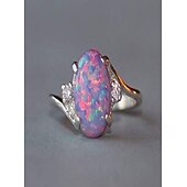 economico Anelli-anelli da donna in argento sterling taglio ovale opale di fuoco gioielli squisiti regali di proposta di compleanno anelli per feste di fidanzamento sposa vestito per stupire 2025