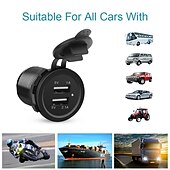 billige Billader-dobbel usb lader stikkontakt adapter vanntett bil hurtiglader strømuttak for bil / lastebil / motorsykkel båt rv
