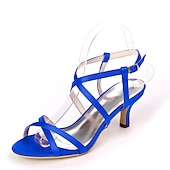 ieftine Formal-pantofi de nuntă pentru mireasă domnișoară de onoare femei peep toe alb fildeș albastru argintiu auriu negru sandale din satin cu toc mic petrecere de nuntă ziua îndrăgostiților minimalism moda