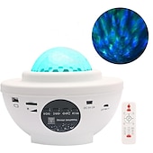 abordables Proyector de la lámpara  y proyector láser-Proyector de galaxia led, luz nocturna, ola oceánica, proyección de estrellas con altavoz de música bluetooth, control remoto, 10 colores, 21 modos de iluminación, niveles de brillo ajustables para