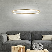 זול עיצוב טבעת ועגול-תאורת תליון לד 40/60/80 ס"מ 1-אור טבעת עיגול עיצוב ניתן לעמעום בגימורים צבועים אלומיניום יוקרתי בסגנון מודרני חדר שינה מנורות תליון חדר שינה 110-240v ניתן לעמעום רק עם שלט רחוק