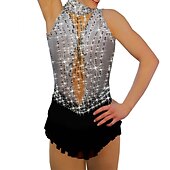Figure Skating Dress Women's Girls' Ice Skating Dress Outfits Grey Spandex High Elasticity Training Competition Skating Wear Handmade Crystal / Rhinestone Sleeveless Ice Skating Winter Sports Figure cheap Figure Skating Dresses-Figure Skating Dress Women's Girls' Ice Skating Dress Outfits Grey Spandex High Elasticity Training Competition Skating Wear Handmade Crystal / Rhinestone Sleeveless Ice Skating Winter Sports Figure