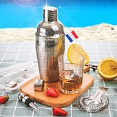 رخيصةأون كاسات الشراب-bartender kit cocktail shaker mixer stainless steel 350ml bar tool set with elegant bamboo stand perfect home bartending kit and martini cocktail shaker set